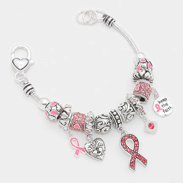 iLLASPARKZ Pink Ribbon Full Charm Bracelet