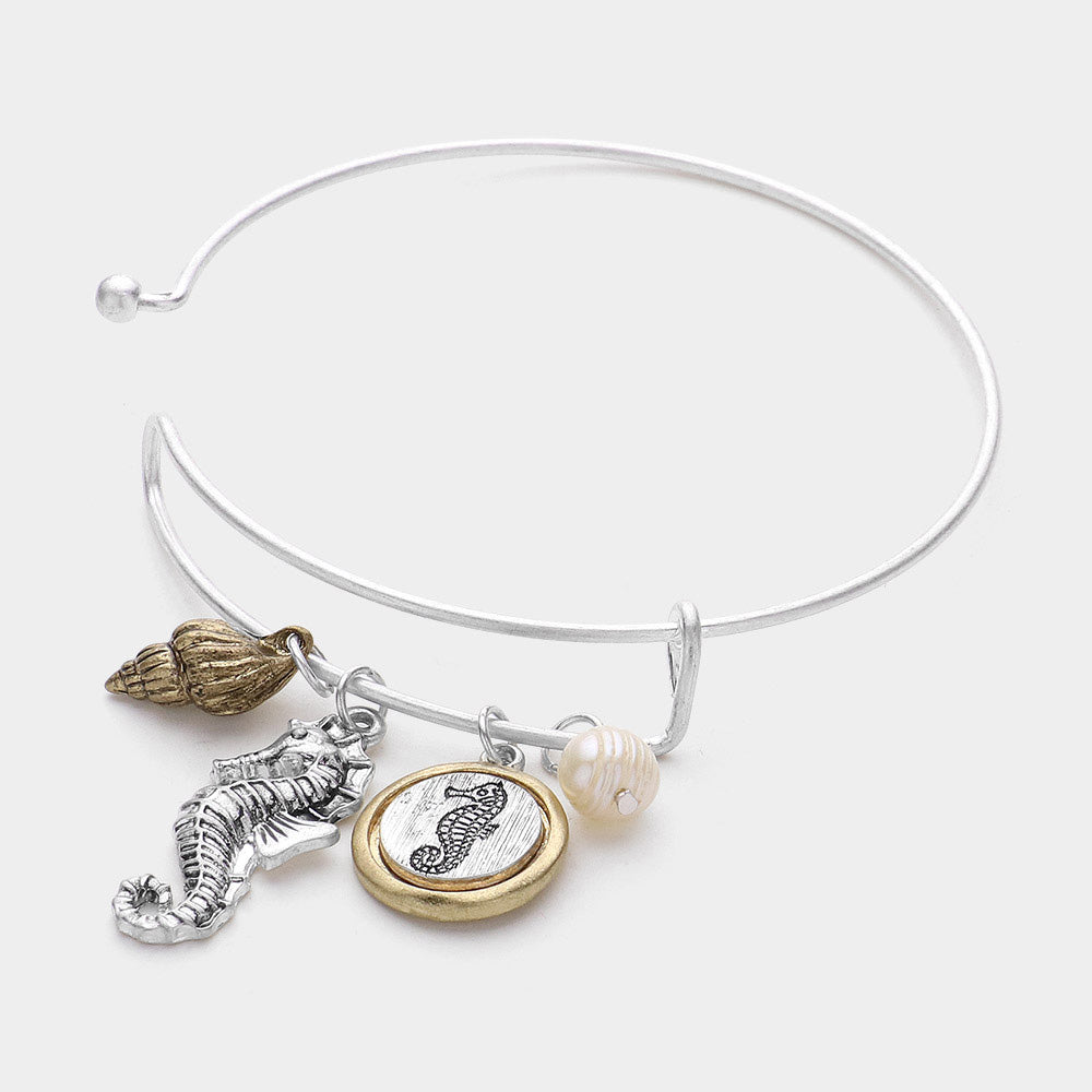 iLLASPARKZ Seahorse Shell Pearl Charm Bracelet
