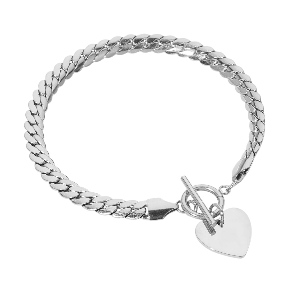 iLLASPARKZ SECRET BOX_Stainless Steel Heart Charm Toggle Bracelet