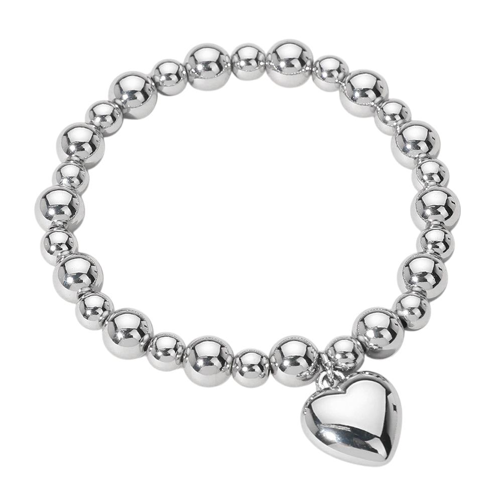 iLLASPARKZ Metal Heart Charm Ball Beaded Stretch Bracelet