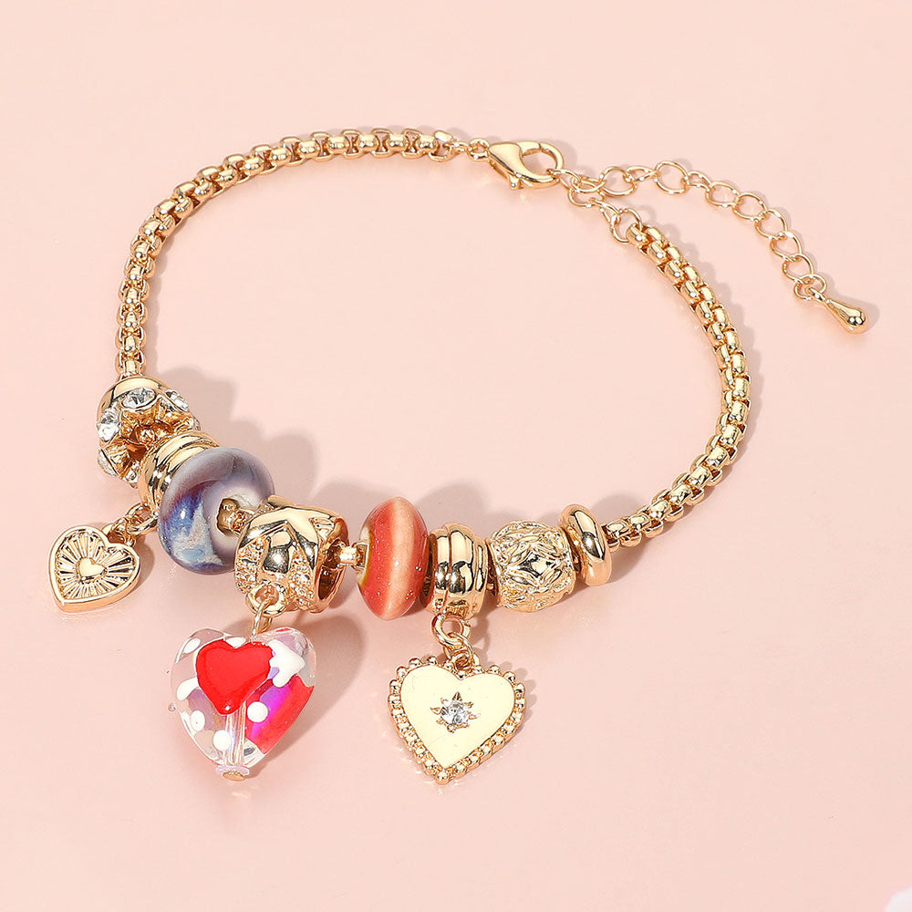 iLLASPARKZ Romantic Triple Heart Charm Multi Bead Bracelet