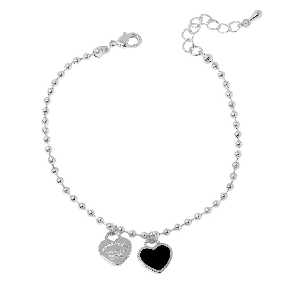 iLLASPARKZ Double Heart Charm Bubble Chain Bracelet