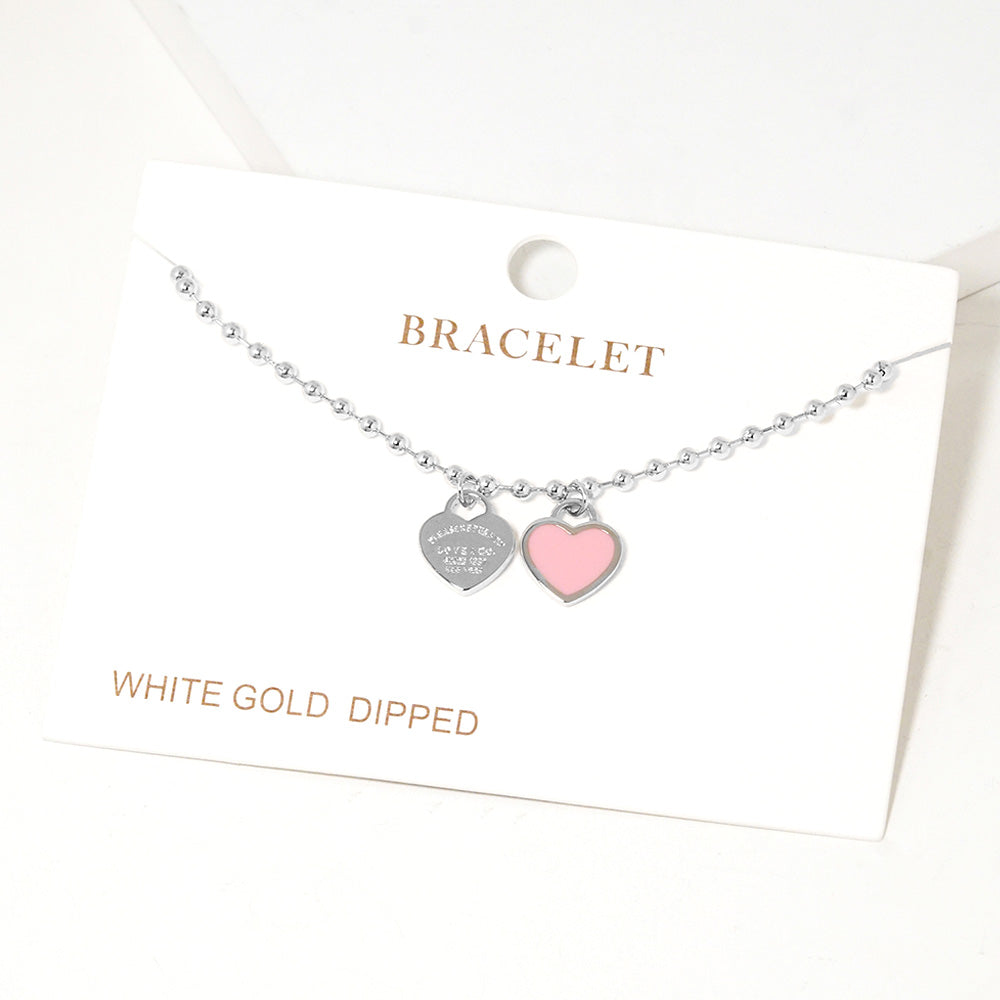 iLLASPARKZ Double Heart Charm Bubble Chain Bracelet