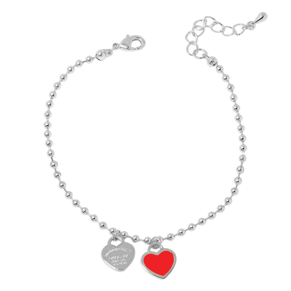 iLLASPARKZ Double Heart Charm Bubble Chain Bracelet