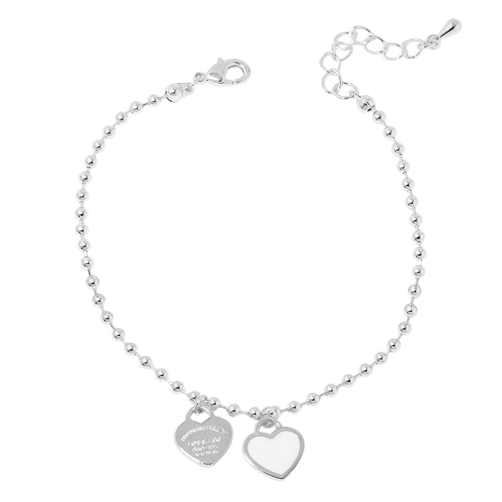 iLLASPARKZ Double Heart Charm Bubble Chain Bracelet