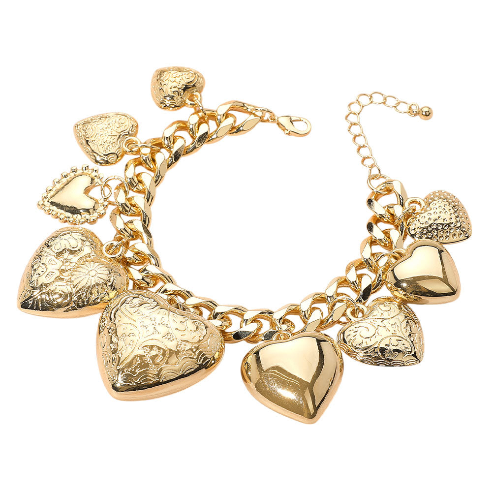 iLLASPARKZ Bold Metal Heart Charm Station Bracelet