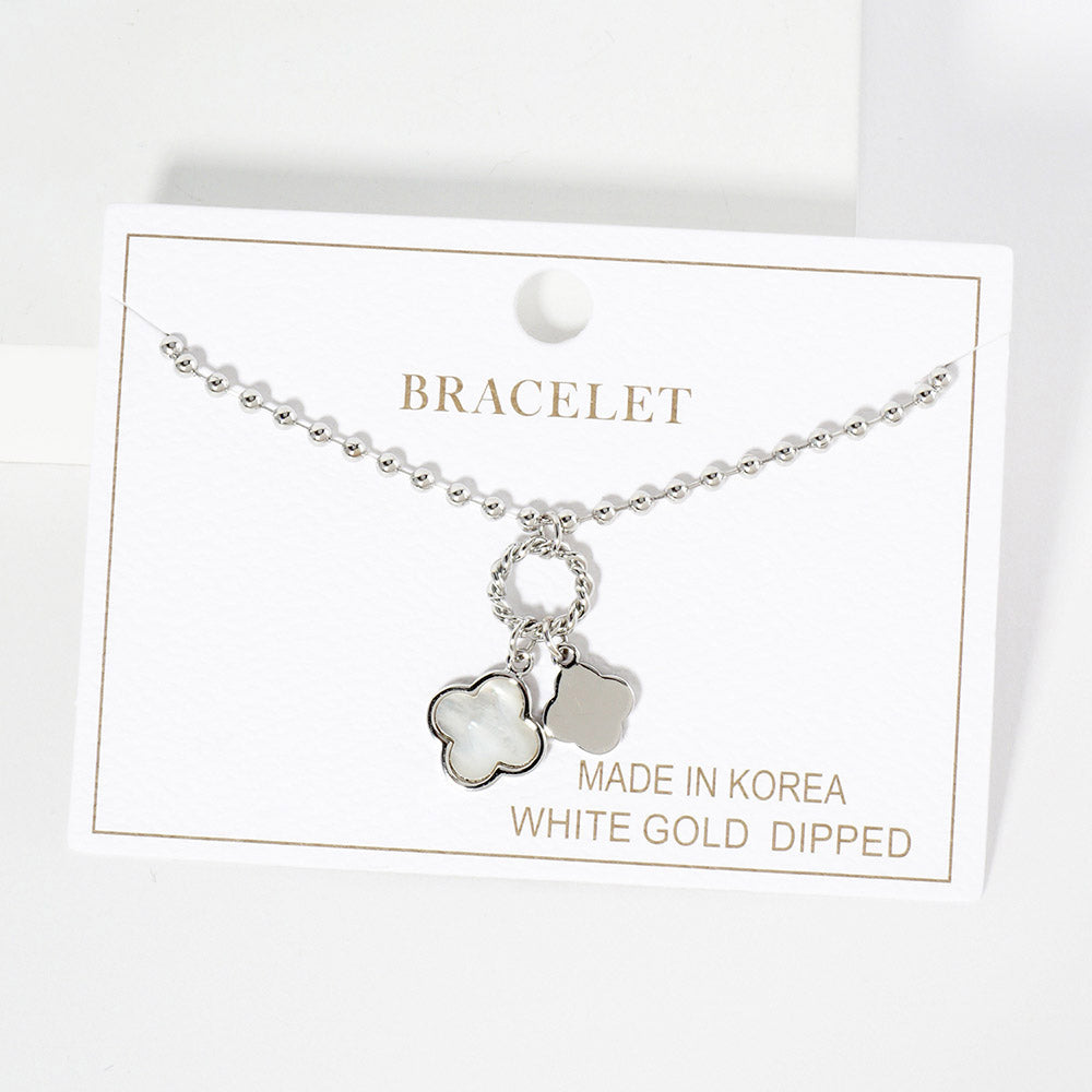 iLLASPARKZ White Gold Dipped Double Quatrefoil Charm Bracelet