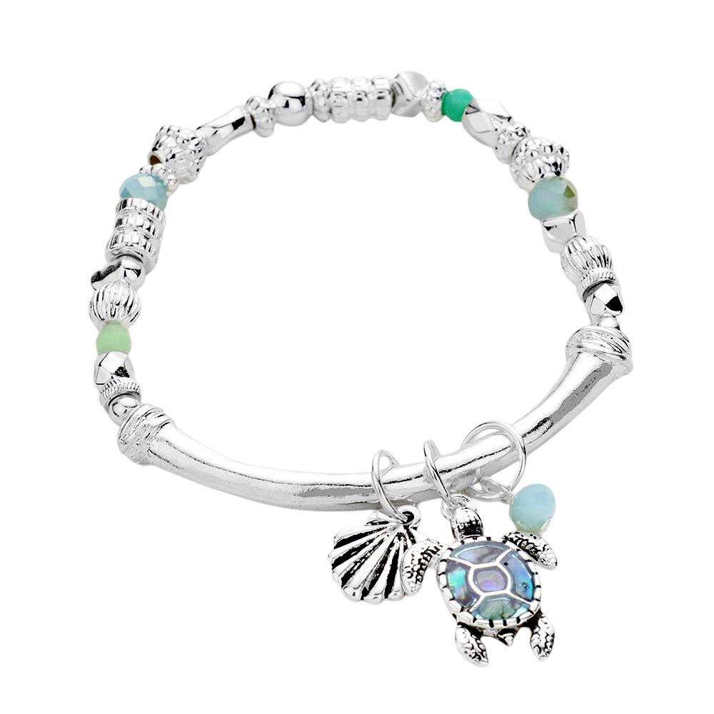 iLLASPARKZ Turtle Charm Multi Bead Stretch Bracelet