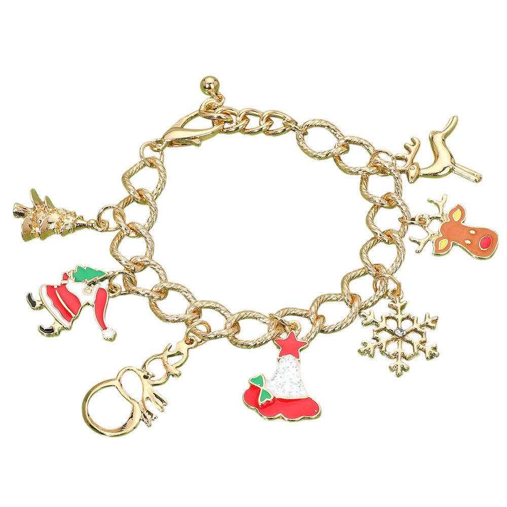 iLLASPARKZ Christmas Tree Santa Claus Rudolph Snowflake Charm Bracelet
