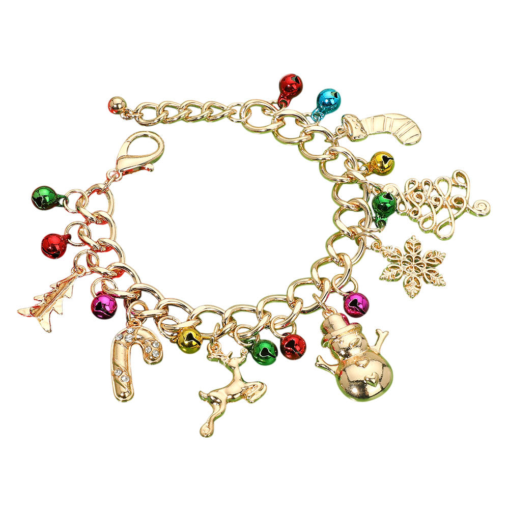 iLLASPARKZ Christmas Bell Tree Candy Cane Rudolph Snowflake Charm Bracelet