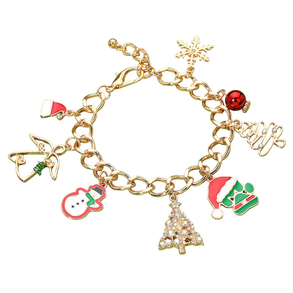 iLLASPARKZ Christmas Tree Santa Claus Snowflake Snowman Snow Angel Charm Bracelet