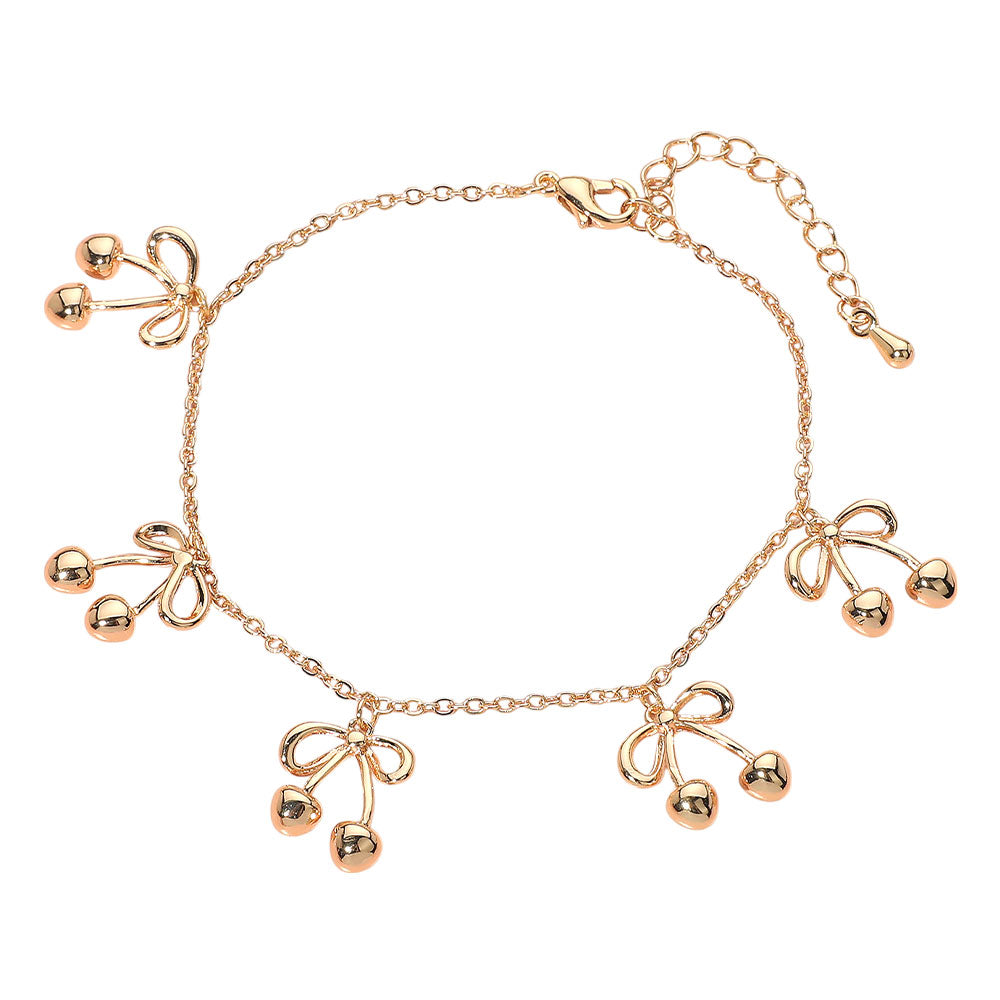 iLLASPARKZ Cute Playful Bow Cherry Charm Bracelet