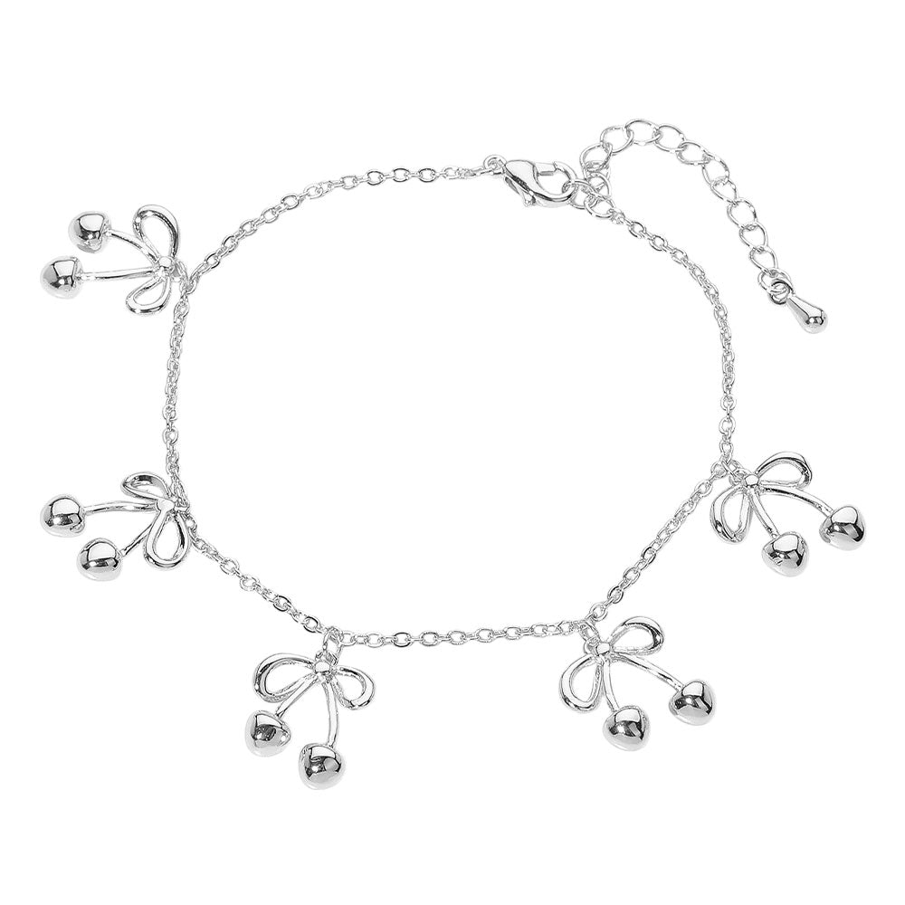 iLLASPARKZ Cute Playful Bow Cherry Charm Bracelet