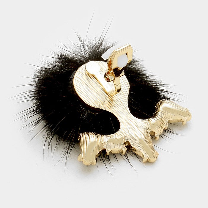 iLLASPARKZ Furry pom pom & crystal clip on earrings