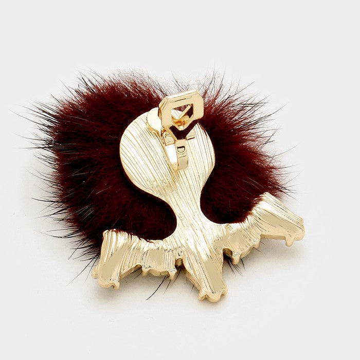 iLLASPARKZ Furry pom pom & crystal clip on earrings