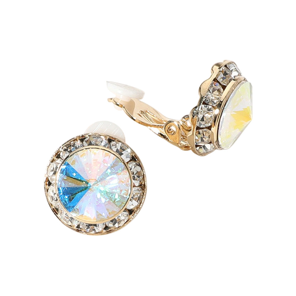 iLLASPARKZ Rivoli Cut Genuine Crystal Clip on Earrings