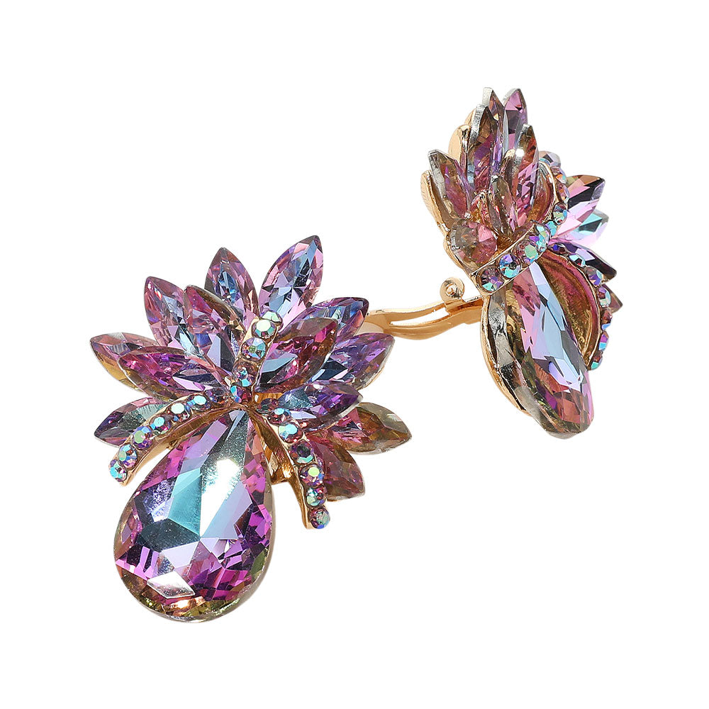 iLLASPARKZ Teardrop Stone Accented Clip on Evening Earrings