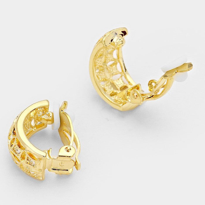 iLLASPARKZ Crystal metal half hoop clip on earrings