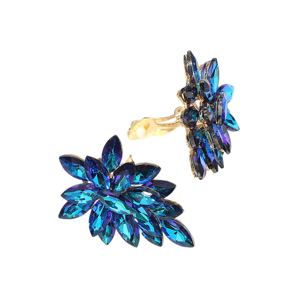 iLLASPARKZ Marquise Crystal Cluster Clip on Evening Earrings