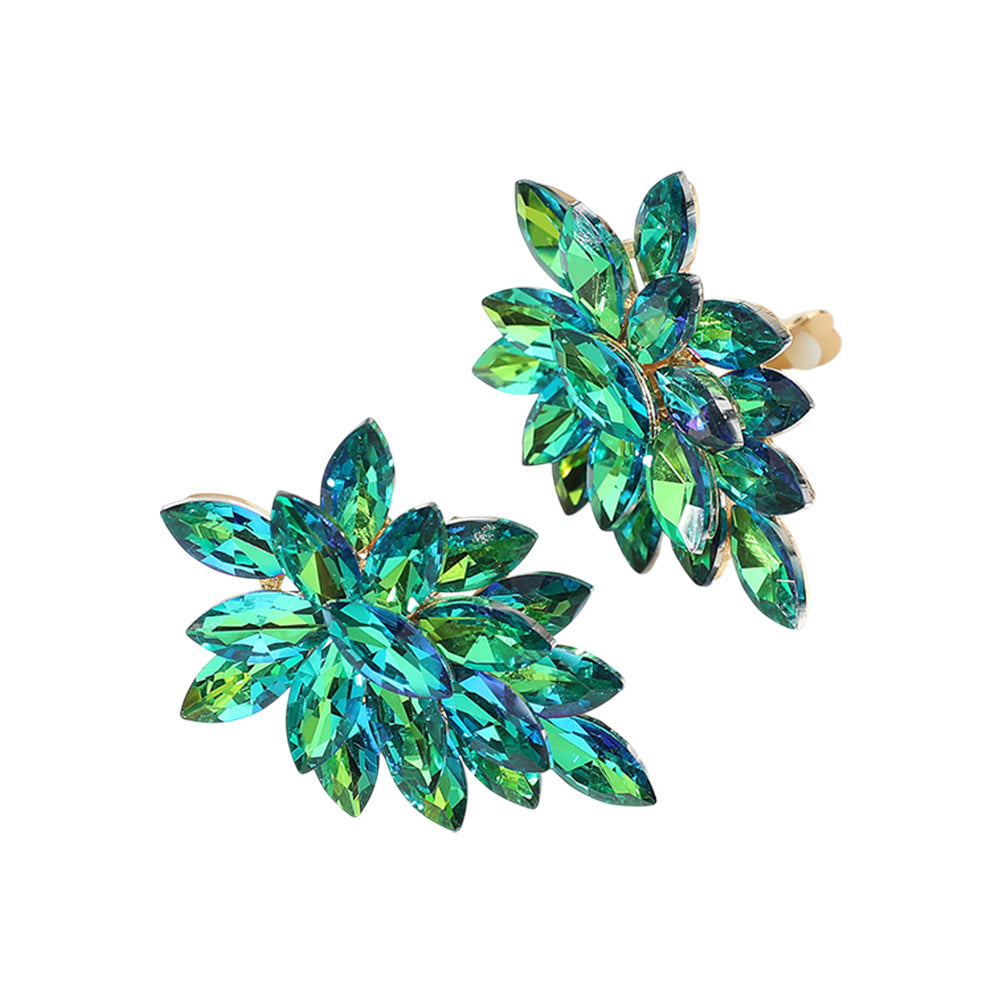 iLLASPARKZ Marquise Crystal Cluster Clip on Evening Earrings
