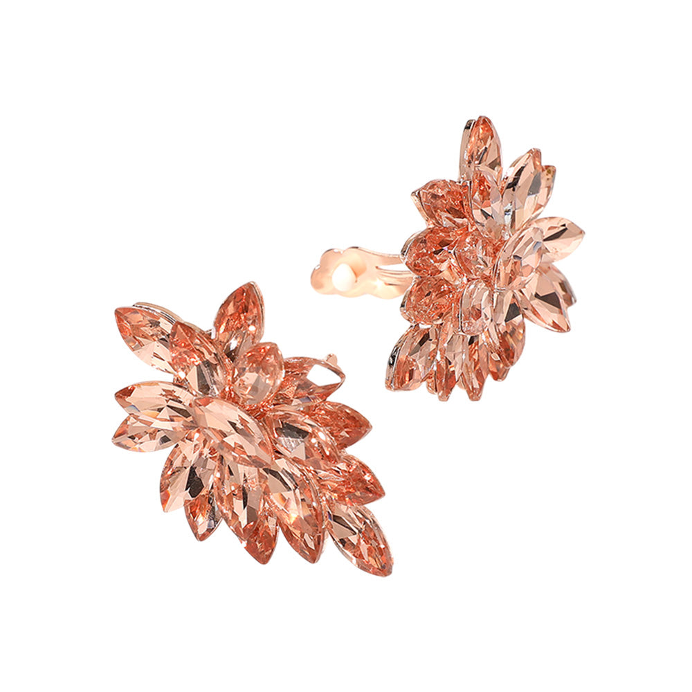 iLLASPARKZ Marquise Crystal Cluster Clip on Evening Earrings