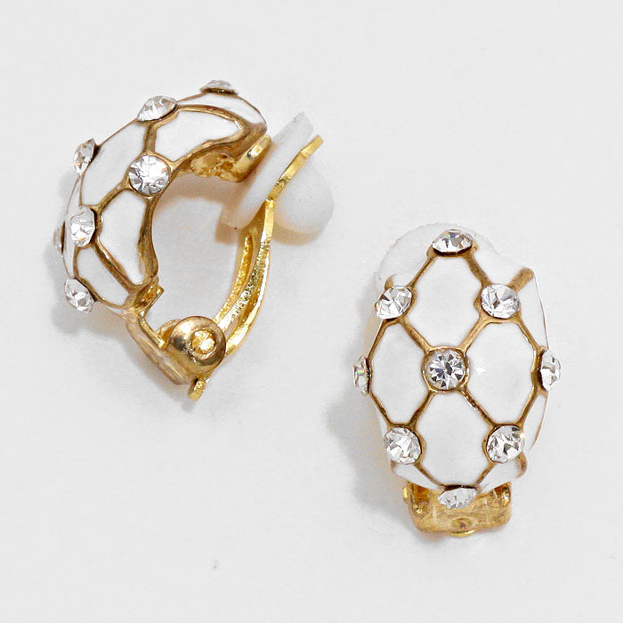 iLLASPARKZ Oval Dome Honeycomb Clip on Earrings