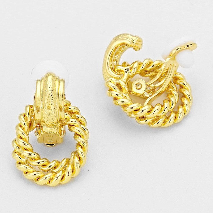 iLLASPARKZ Twisted metal chain clip on earrings