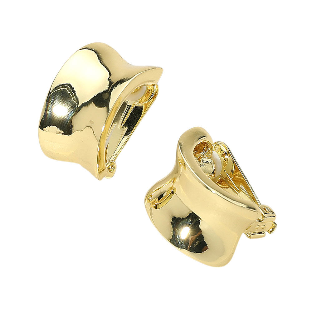 iLLASPARKZ Curved Geometric Metal Clip On Earrings