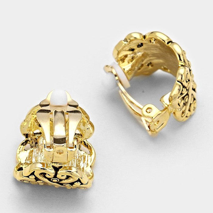 iLLASPARKZ Embossed metal clip on earrings