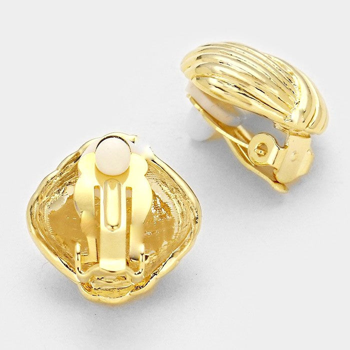 iLLASPARKZ Embossed metal shell clip on earrings
