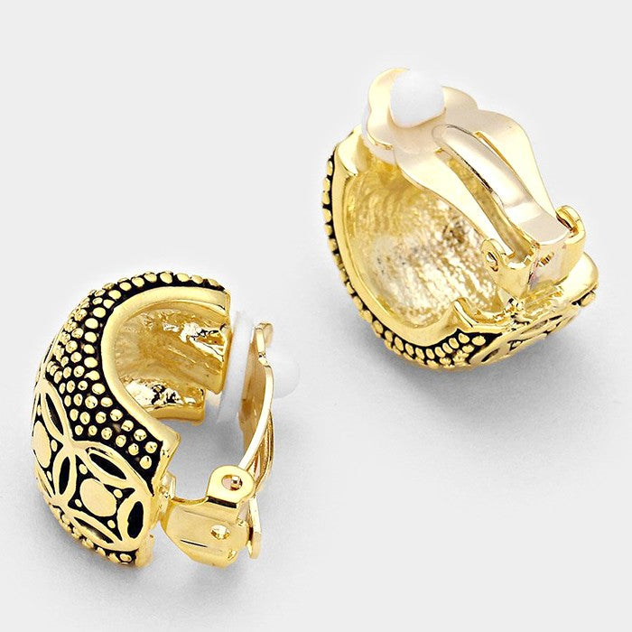 iLLASPARKZ Embossed metal clip on earrings