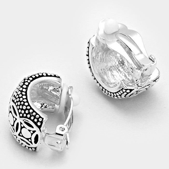 iLLASPARKZ Embossed metal clip on earrings