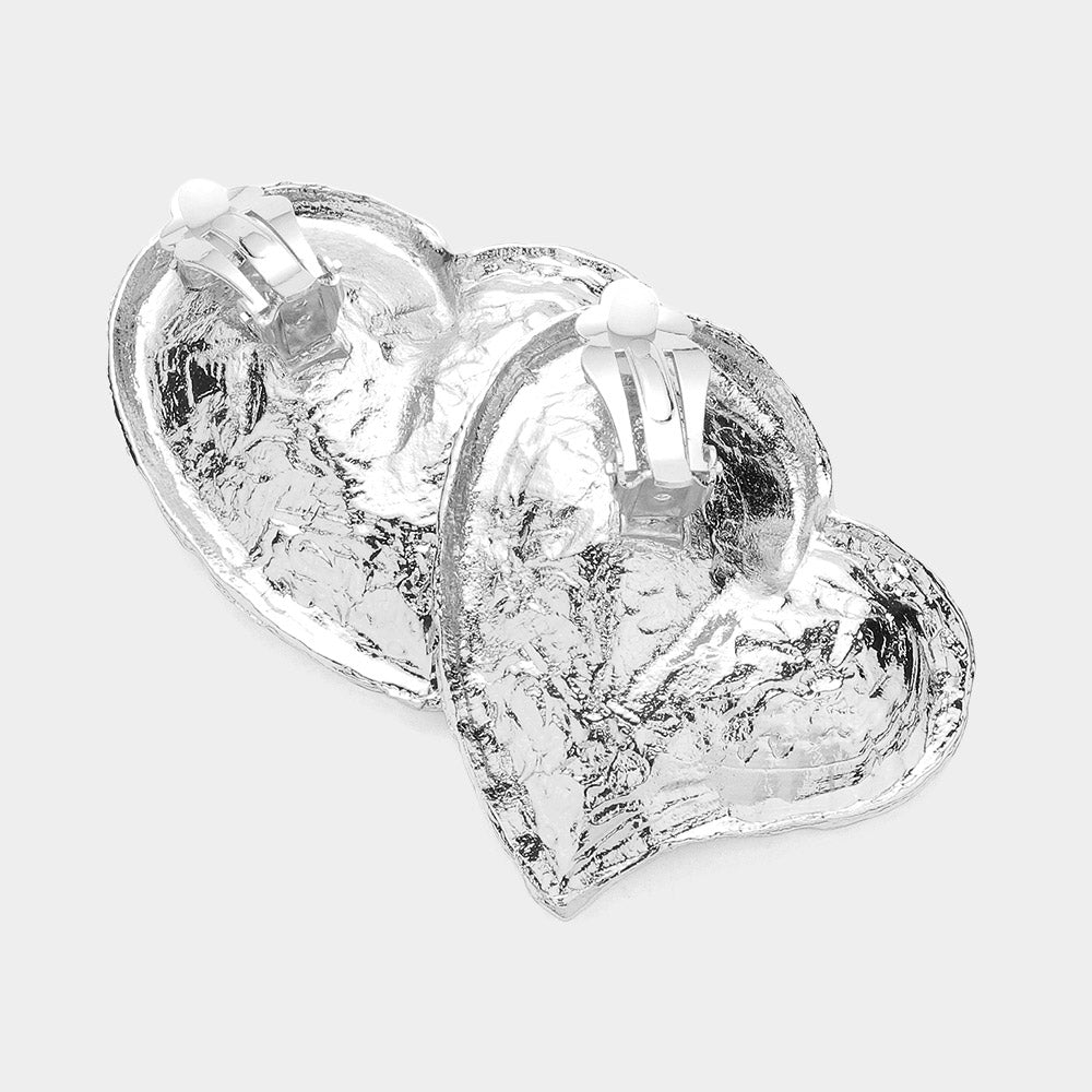 iLLASPARKZ Textured Metal Heart Clip On Earrings