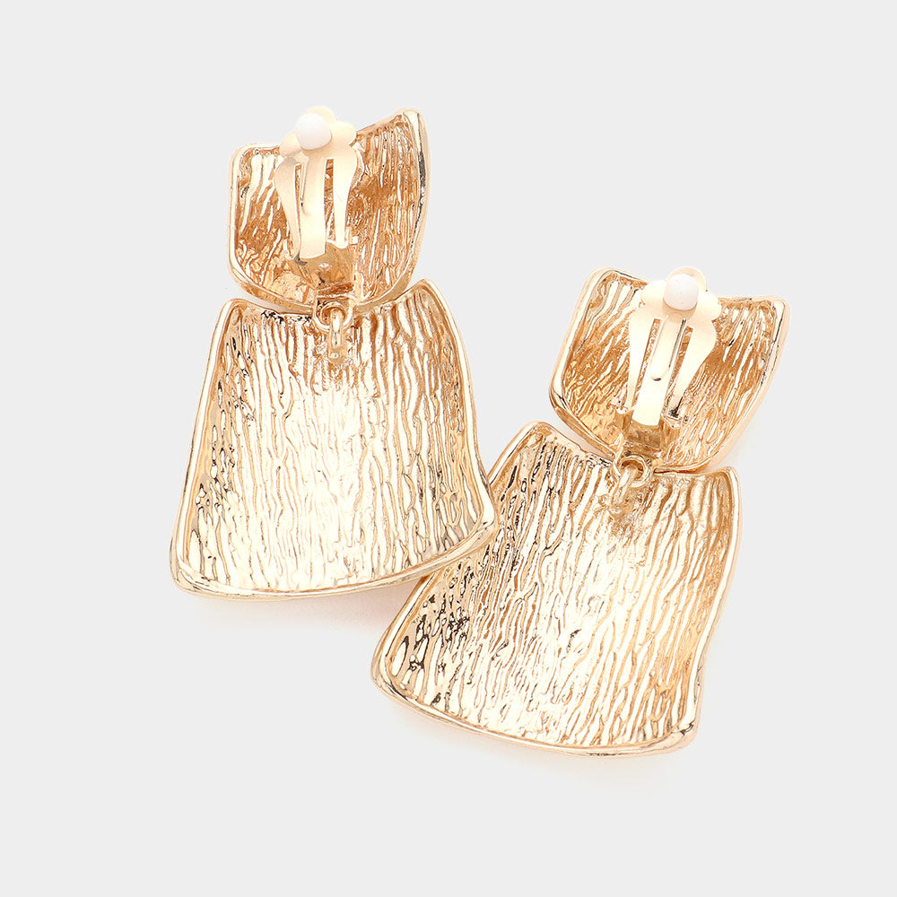 iLLASPARKZ Textured Metal Abstract Clip On Earrings