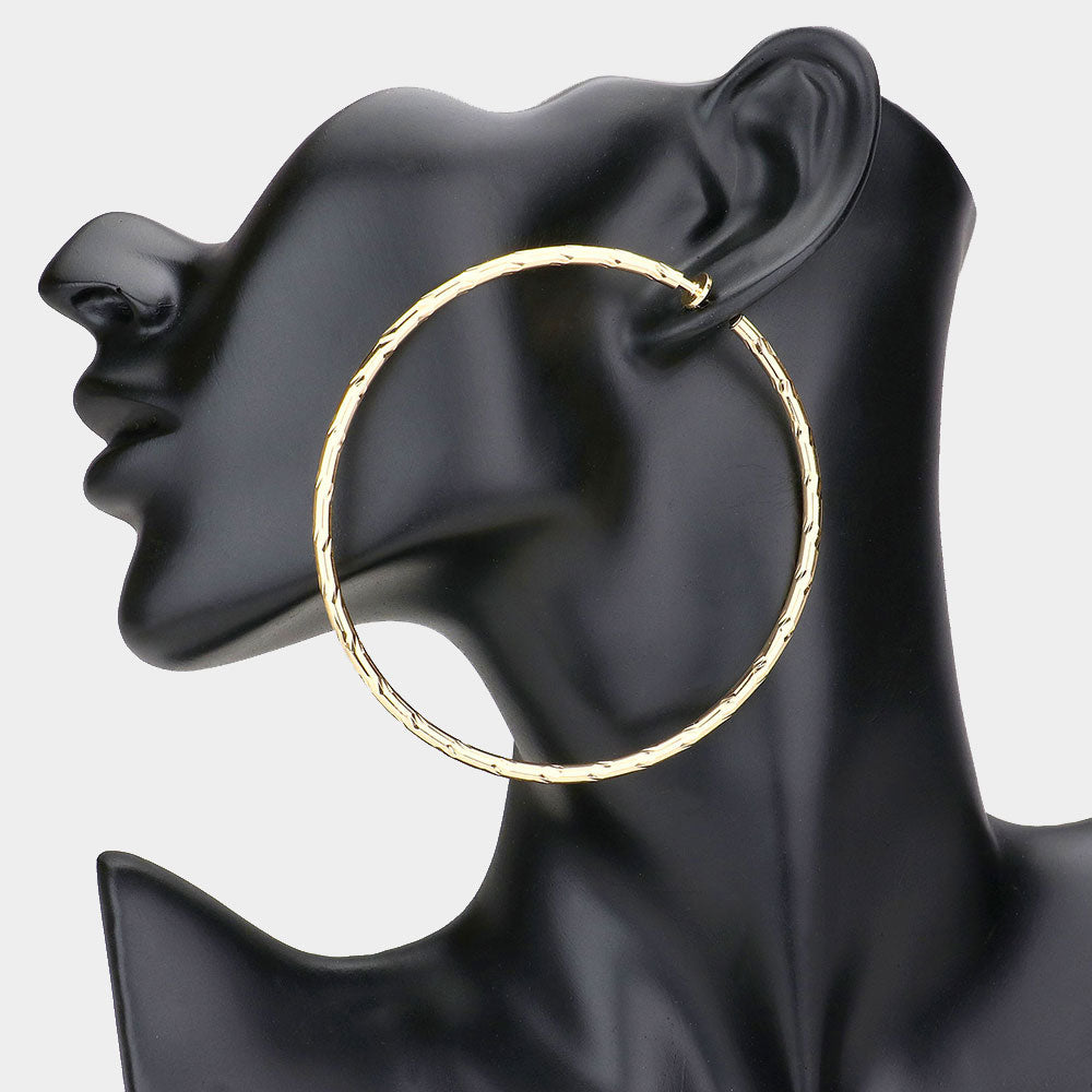iLLASPARKZ Hypoallergenic Textured Metal Clip On Hoop Earrings