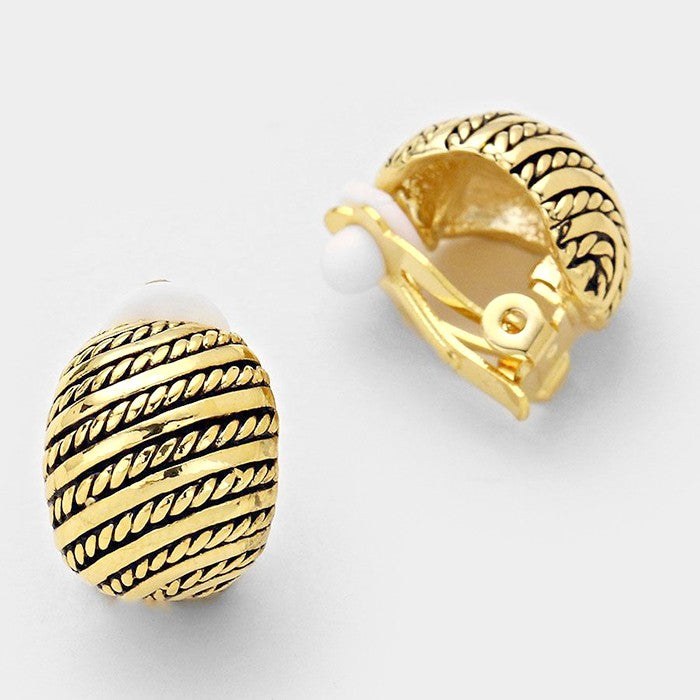 iLLASPARKZ Embossed metal clip on earrings
