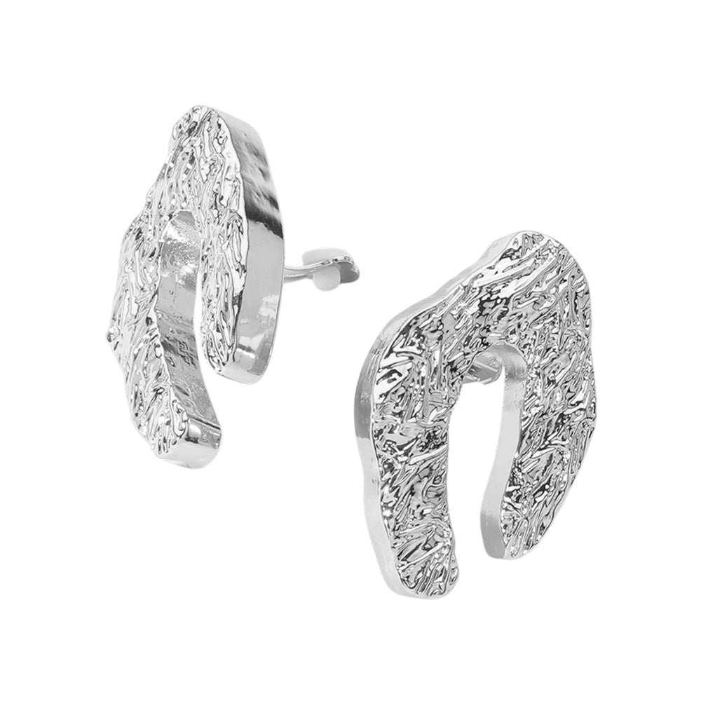 iLLASPARKZ Textured Metal Abstract Shaped Clip On Earrings
