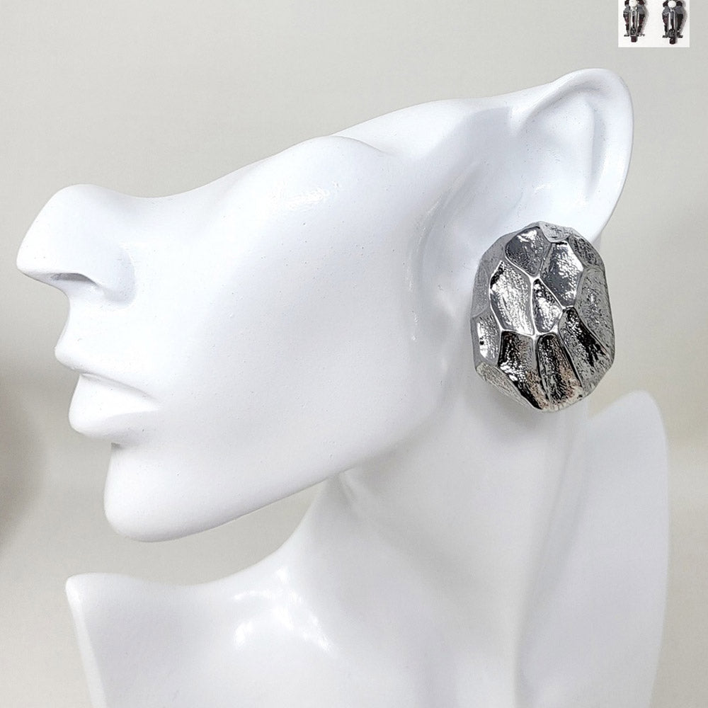 iLLASPARKZ Textured Metal Oval Clip On Earrings