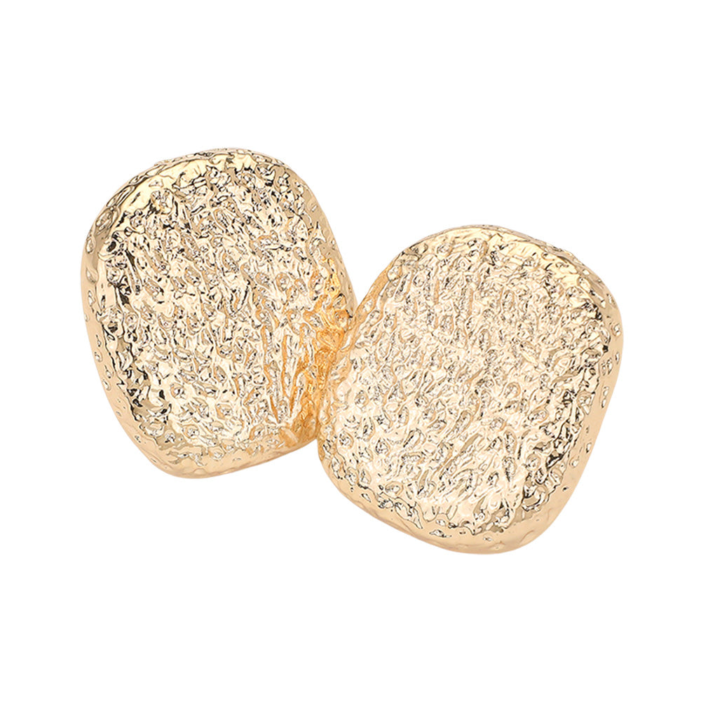 iLLASPARKZ Textured Metal Pebble Clip On Earrings
