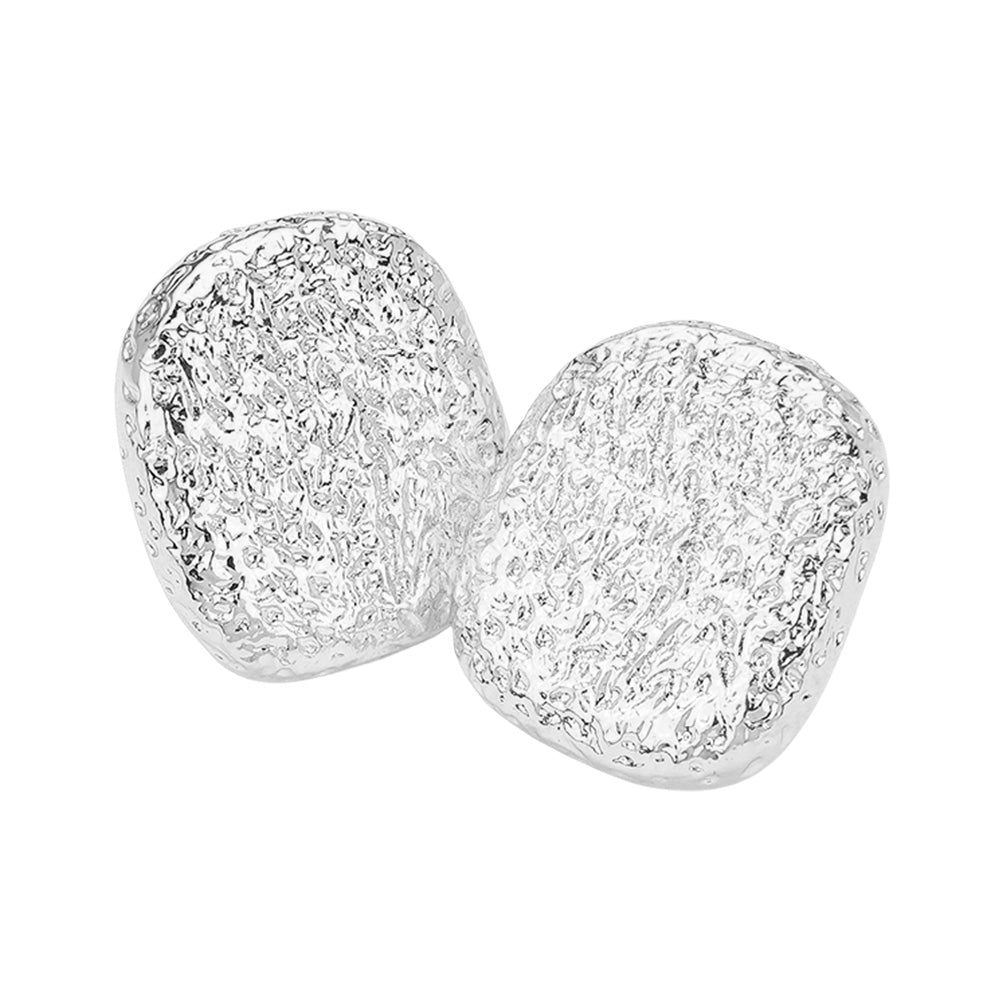 iLLASPARKZ Textured Metal Pebble Clip On Earrings
