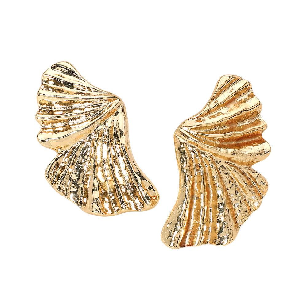 iLLASPARKZ Textured Metal Fan Clip On Earrings