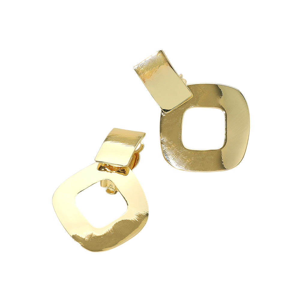 iLLASPARKZ Cut Out Square Metal Clip on Earrings