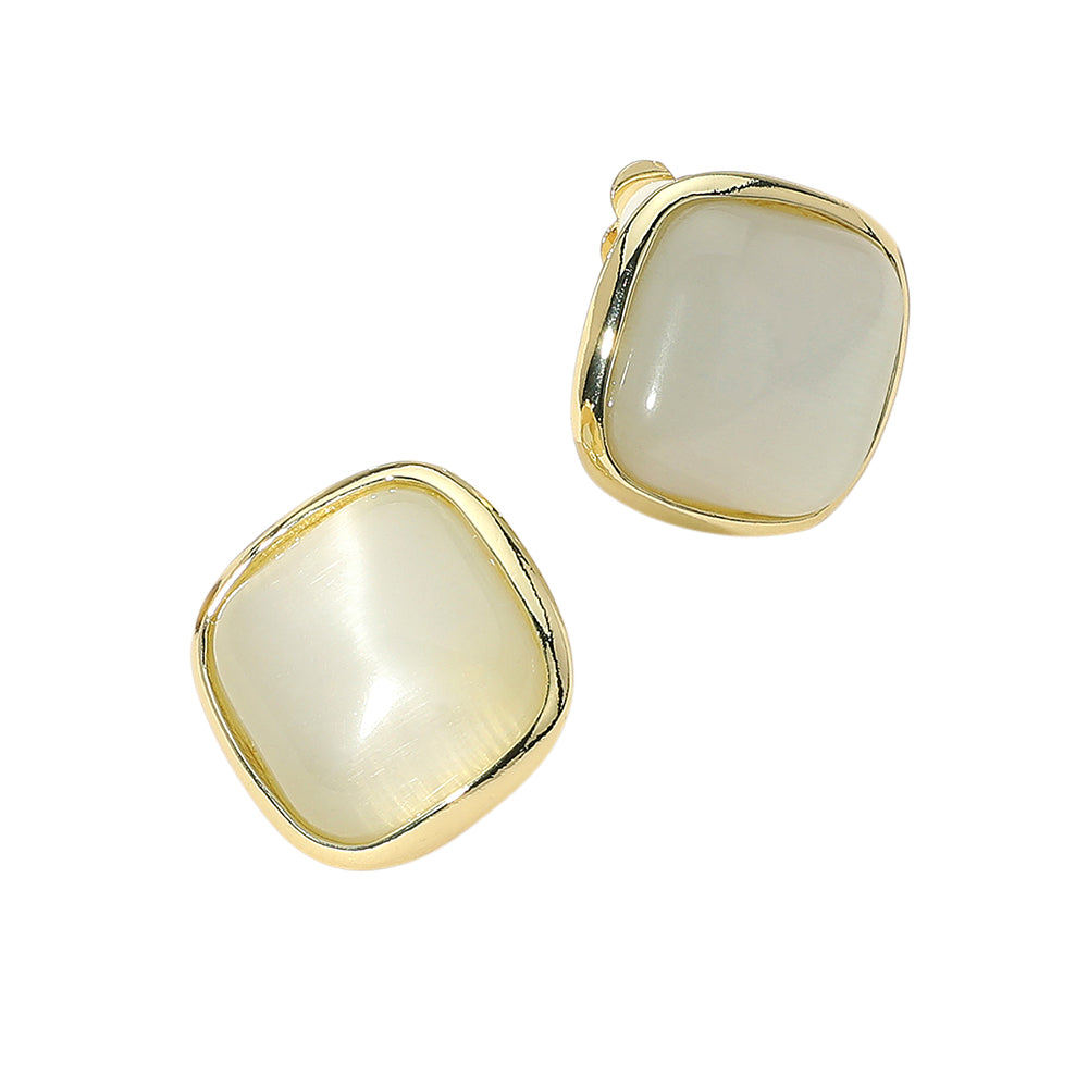 iLLASPARKZ Natural Stone Metal Trim Clip on Earrings