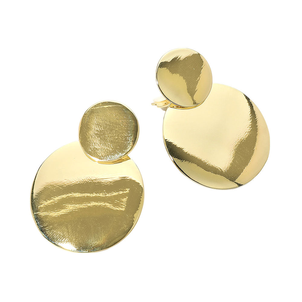 iLLASPARKZ Double Metal Disc Link Clip on Earrings