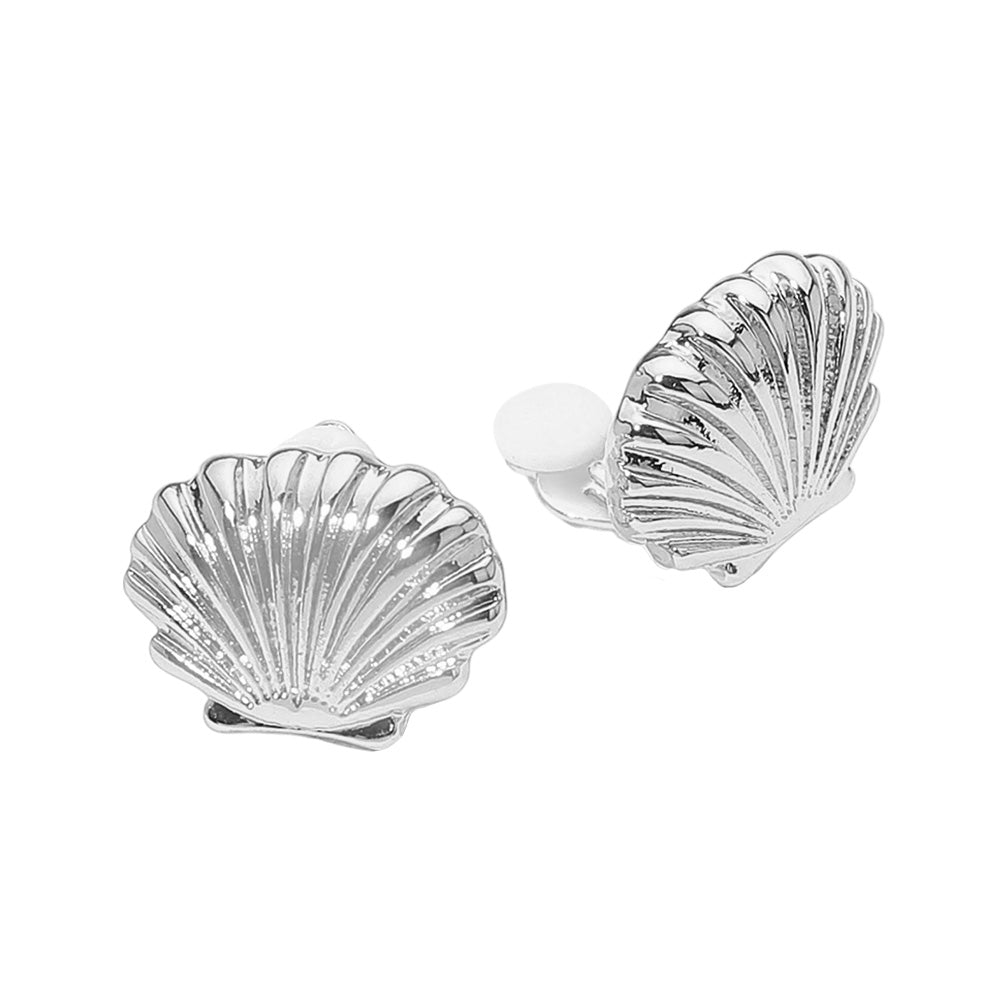 iLLASPARKZ Textured Metal Seashell Clip On Earrings