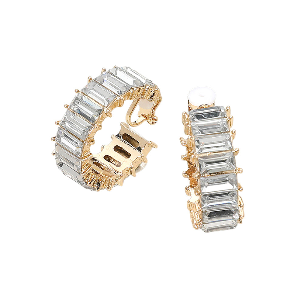 iLLASPARKZ Stone Cluster Embellished Hoop Clip On Earrings