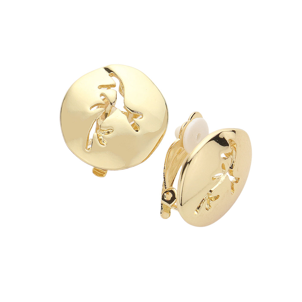 iLLASPARKZ Metal Abstract Cutout Disc Clip On Earrings