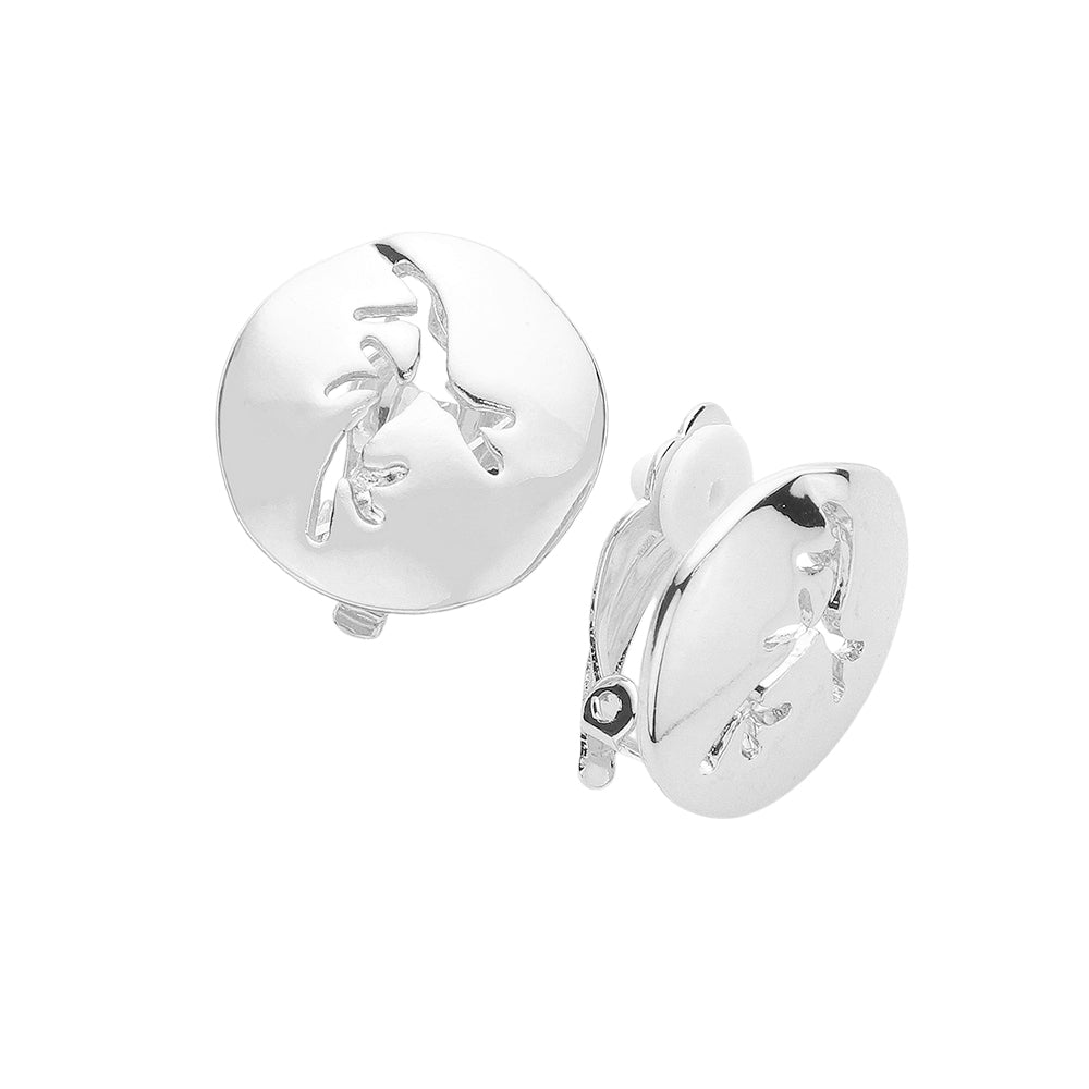 iLLASPARKZ Metal Abstract Cutout Disc Clip On Earrings