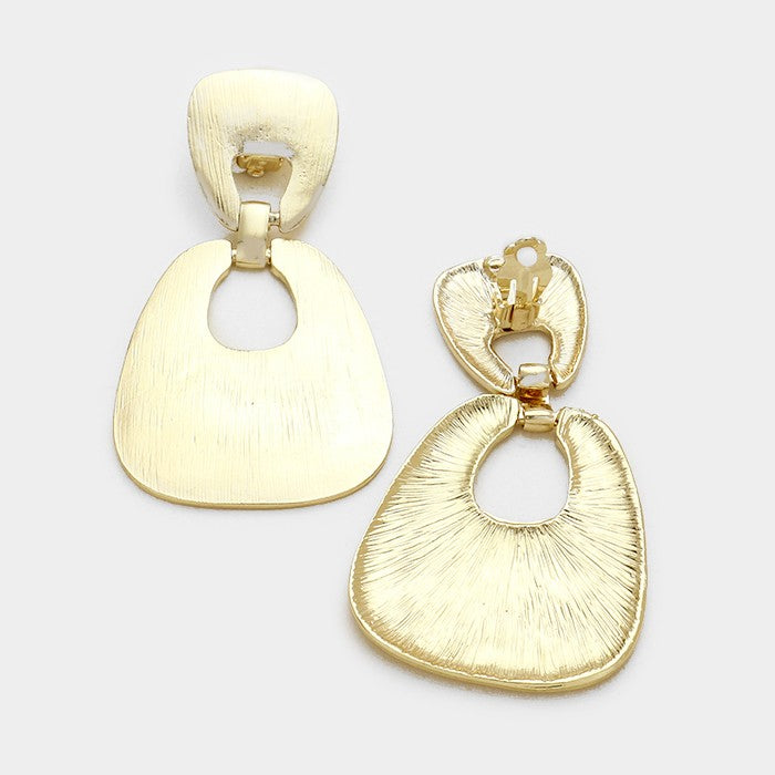 iLLASPARKZ Brushed metal door knocker clip on earrings