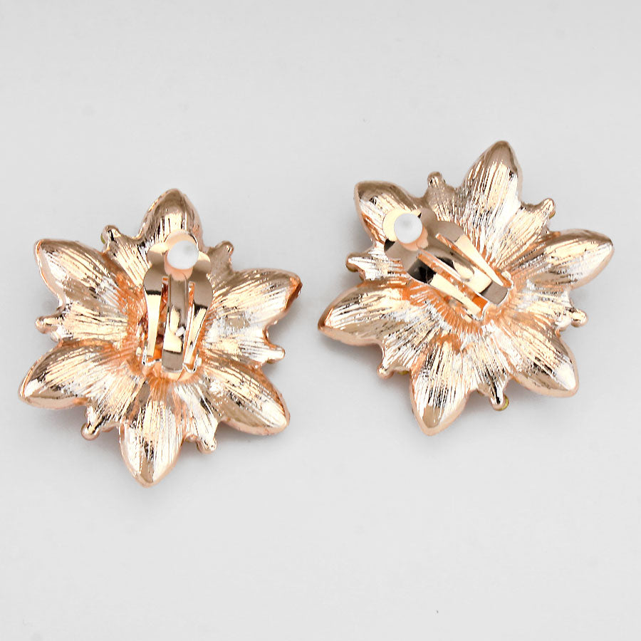 iLLASPARKZ Floral Crystal Clip-on Earrings